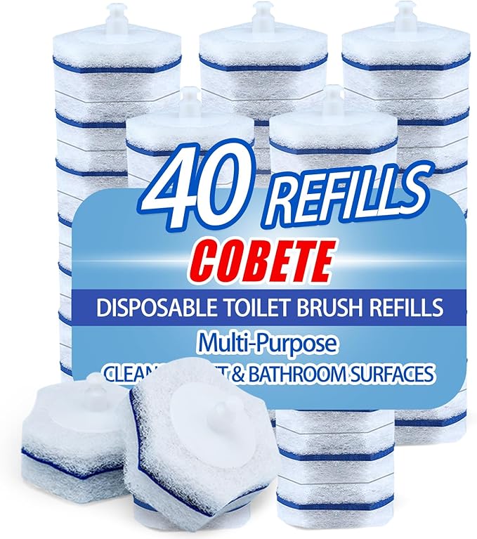 Compatible with Clorox Toilet Wand – Disposable Toilet Brush Head Refills (40 Count)