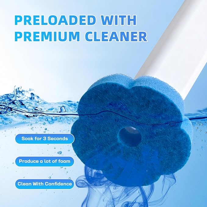 Disposable Toilet Bowl Wand Refills, Toilet Cleaning Refills, Disinfecting Scrubbing Pads,60 Count Disposable Toilet Brush Refills, Toilet Cleaning Sponges Heads for Bathtub, Floor, Drain