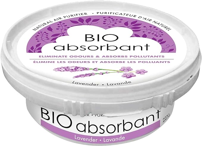 ATTITUDE Bio Absorbant Air Purifier with Activated Carbon, Plant- and Mineral-Based, Absorbs Odors, Vegan, Lavender, 8 Ounces