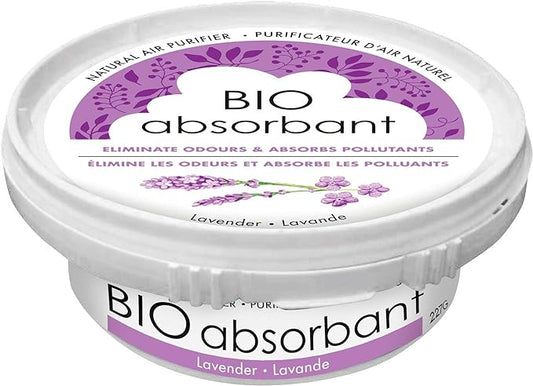 ATTITUDE Bio Absorbant Air Purifier with Activated Carbon, Plant- and Mineral-Based, Absorbs Odors, Vegan, Lavender, 8 Ounces
