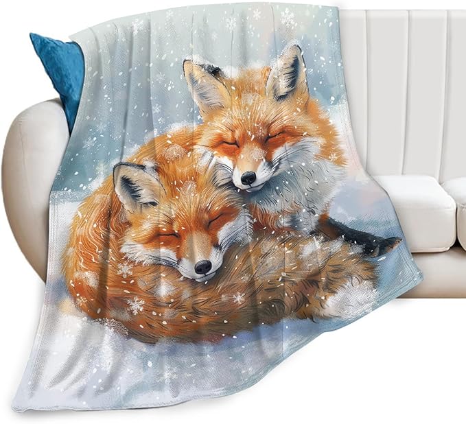 Tijuboni Fox Throw Blanket Fox Gifts for Girls Boys Women Men Kids Adults Soft Flannel Fleece Blanket for Couch Sofa Bed Home Decor 60"x80"