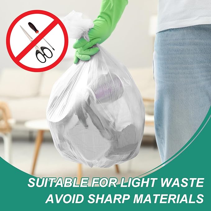 Magesh 4-6 Gallon Trash Bag Strong, Leakage-Free, Small Garbage Bags Unscented Thick for Bathroom, Office, Kitchen Small Trash Can, 15L, 1000 Bags, Clear
