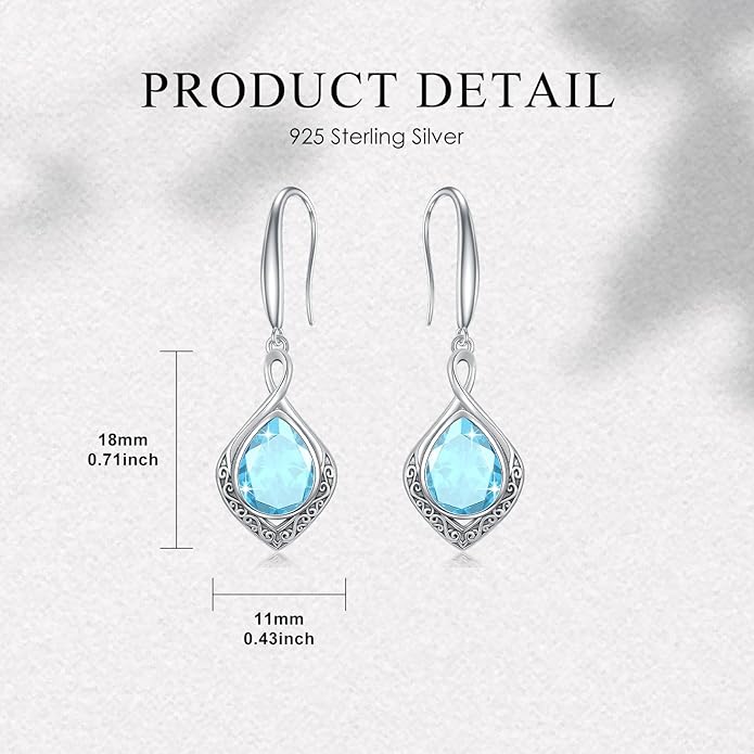 PELOVNY Celtic Knot Filigree Earrings for Women 925 Sterling Silver Moss Agate/Birthstone Infinity Earrings Birthday Christmas Jewelry Gifts for Mom Daughter Wife Sister