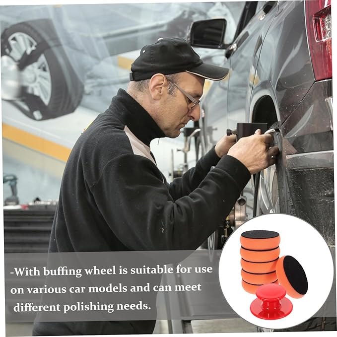 ULTECHNOVO 5sets Ergonomic Handle Car Polishing Wax and Polish Applicators Soft Sponge Pad for Auto Buffing Car Waxing Pad