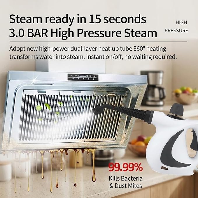 Steam Cleaner, Vaporesso Pro Steam Cleaner, Portable Steam Cleaner with 12PCS Accessories, Multi-purpose Steamer for Home Use, Cleaning Floor, Kitchen