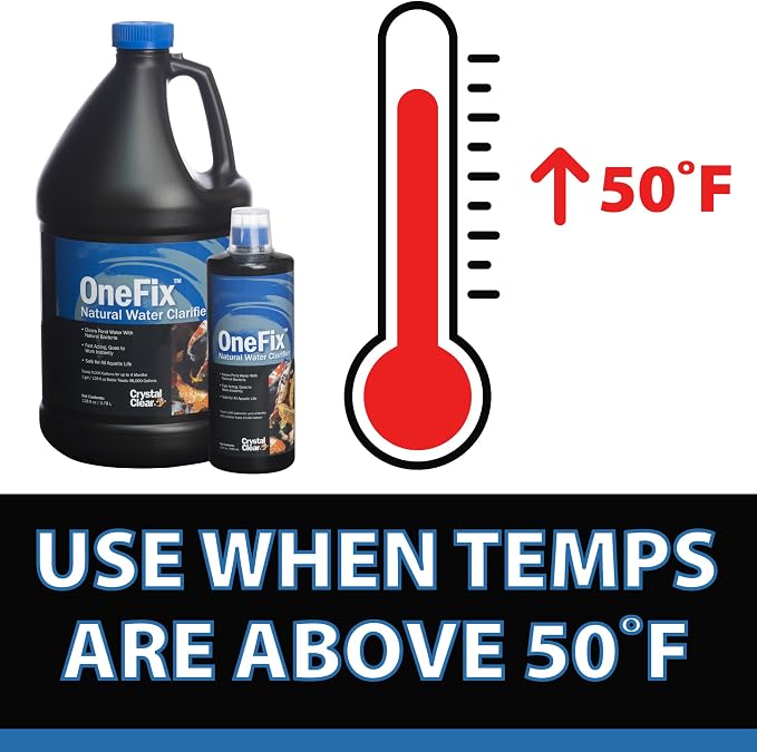 CrystalClear OneFix Beneficial Bio Clarifier Treatment, 32 Ounce | For clear water gardens, small outdoor ponds & fountains; koi fish, plant & pet safe formula