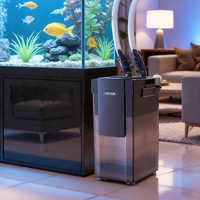 VEVOR 528GPH Canister Filter, 5-Stage External Aquarium Filter with Powerful Pump, Water Circulation Cleaning Machine with Media for Large Fish Tanks and Aquariums Up to 150 Gallons, for Freshwater