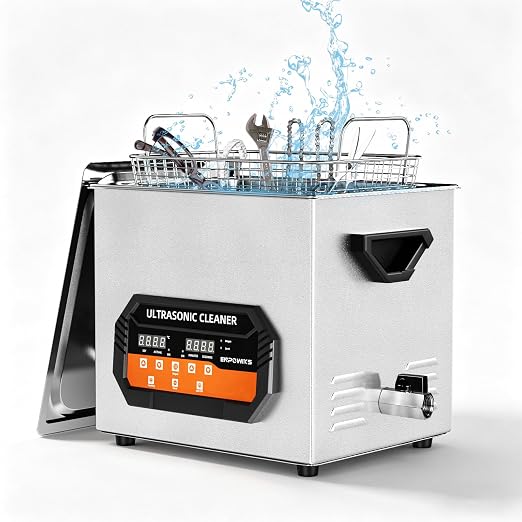 Ultrasonic Cleaner 10L 240W 40kHz Digital Cleaning Machine with Degassing, Heater & Timer for Tools Jewelry Watches Glasses Dentures Small Parts