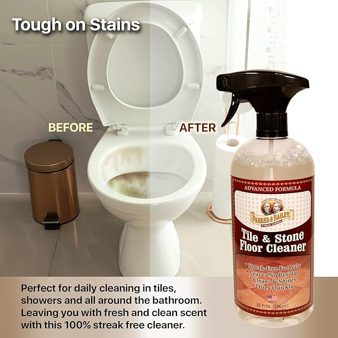 Parker & Bailey Floor Cleaning Kit – Wood Floor Cleaner 64oz & 22oz + Tile & Stone Cleaner 32oz – Hardwood, Laminate, Marble, Granite, Quartz Surface Care Set