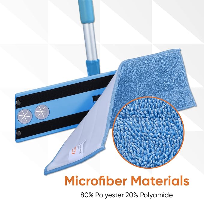 Superio Telescopic Miracle Mop with dusting and Mopping pad Refills, Kitchen, and Bath Cleaning, for Hardwood Floors, Ceramic Tiles, Linoleum