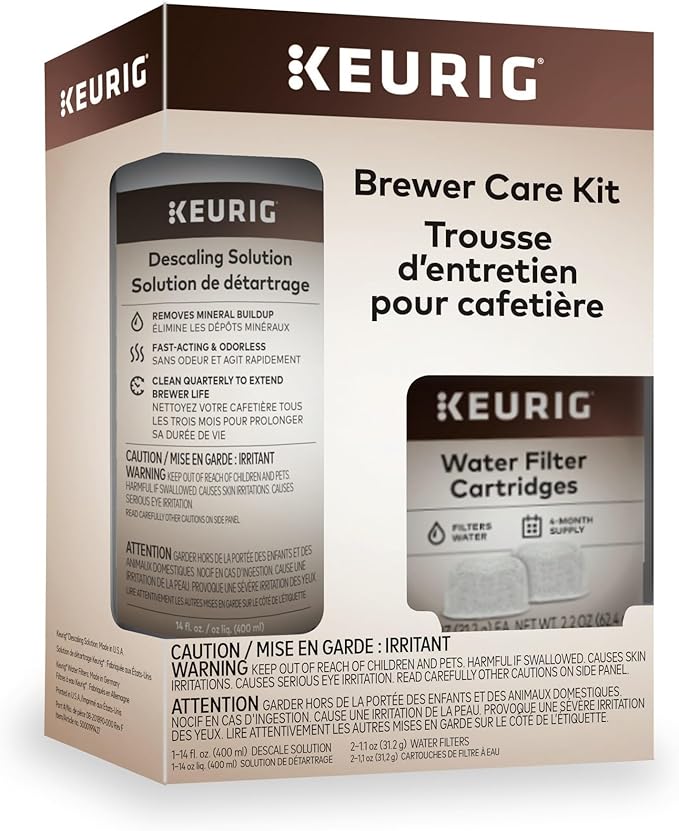 Keurig Brewer Care Kit with Descaling Solution and 2 Water Filter Cartridges, Compatible With All Keurig 2.0 and 1.0 K-Cup Pod Coffee Makers