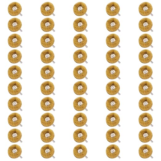 50 PCS Abrasive Buffing Wheels,1 Inch Buffing Polishing Wheel Set for Rotary Tool Accessorie 1/8'' (3mm) Shank, Yellow 80 Grits for Metal,Wood, Rust Removal