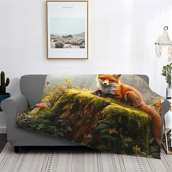 Tijuboni Fox Throw Blanket Fox Gifts for Girls Boys Women Men Kids Adults Soft Flannel Fleece Blanket for Couch Sofa Bed Home Decor 60"x80"