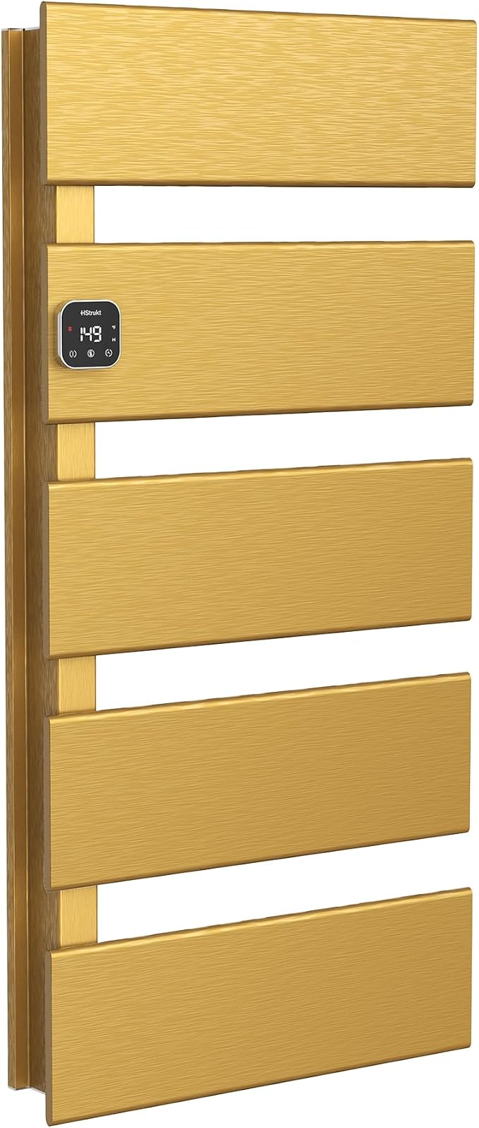 L Series Electric Towel Warmer for Bathroom, 5 Panel, Gold | Thermo Control and Timer, Fast Heat in 3 Mins, Dry Towels in 4 hrs, Memory Function, Work with Smart Plug, Left-Wiring