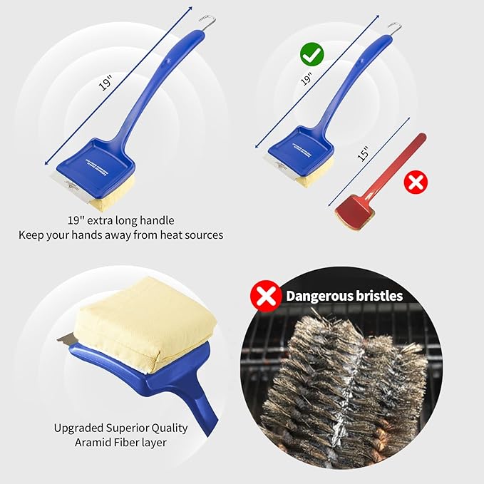 XUDAKAIXIN 19" Large Bristle-Free Steam Grill Brush,Replaceable BBQ Cleaning Head,Safe Grill Accessories for Cast Iron/Porcelain/Weber Gas/Charcoal Grill,Grill Cleaner for Outdoor Grill