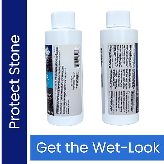 Wet Look Natural Stone Sealer. Durable, Long-Lasting Gloss Protection. Interior and Exterior Pavers, Slate, Sandstone, Travertine, Flagstone, Driveways, Garage Floors, etc. Black Diamond Stoneworks
