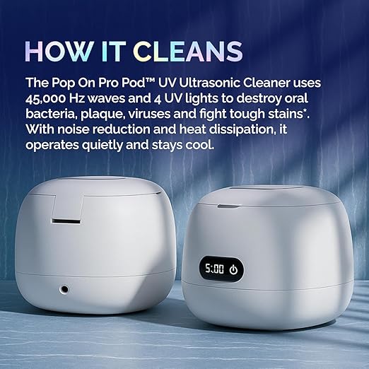 Ultrasonic Retainer Cleaner Machine for Invisalign – 45kHz Ultrasonic Cleaner for Dentures, Aligner & Mouth Guard with UV Light, 200ml Tank, Digital Timer – Dental Appliance & Night Guard Cleaning Pod