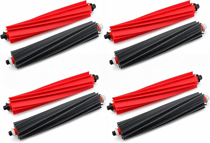 8 Pack (4 Pairs) Replacement Main Brush Set Compatible with Roborock S8 MaxV Ultra,S8 Max Ultra,Qrevo Master,Qrevo Slim,Dual Anti-Tangle Rubber Rollers,Multi-Surface Robot Vacuum Accessories