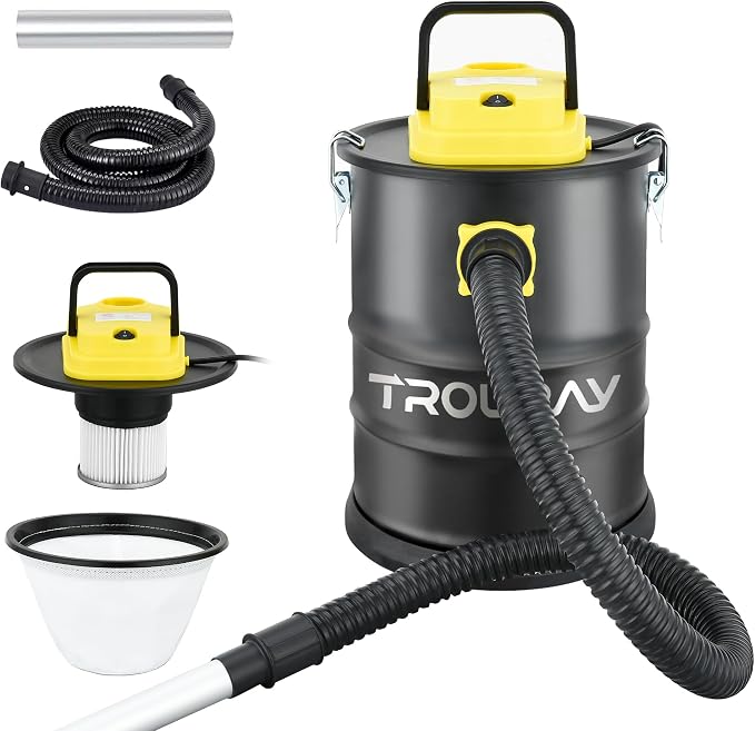 Fireplace Ash Vacuum Cleaner, 2.6 Gallon Heat Resistant Lightweight Canister Vacuum Cleaner with 800W Powerful Suction Blowout for Fireplaces, Pellet Roasters, Woodstoves Pellet Ash Vacuums