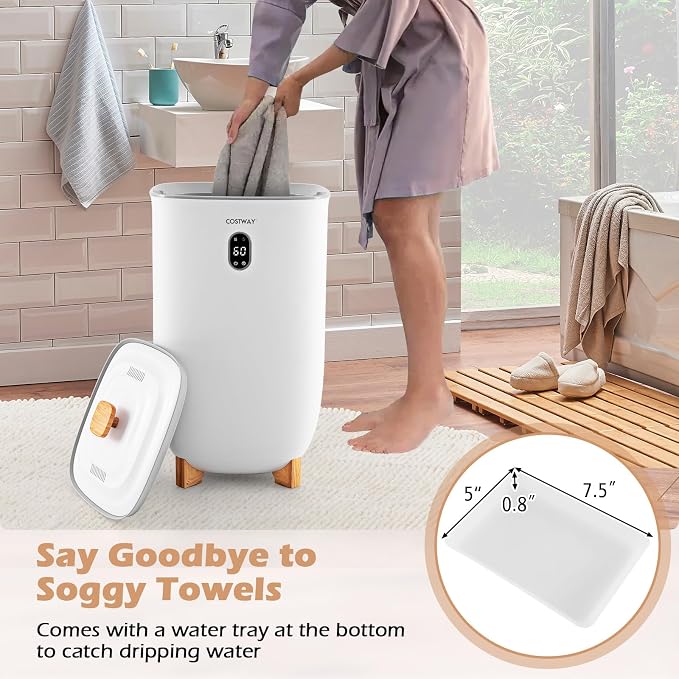 COSTWAY Large Towel Warmer for Bathroom, 35L Towel Heater & Dryer Combo with Fragrant Disc Holder, Blanket Warmer with Timer, Auto Shut Off, Fits 4 Oversized 45" x 70" Towels, Bathrobes & PJ's