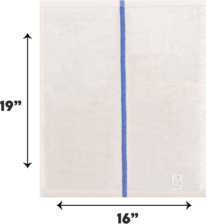 ZUPERIA Bar Mop Towels - 12 Pack (16"x19") - 100% Cotton High Absorbency Kitchen Towels – Reusable Dish Cloths, Quick-Dry Rags with Blue Stripe – Ideal for Restaurants, Cooks, Bartenders & Homes