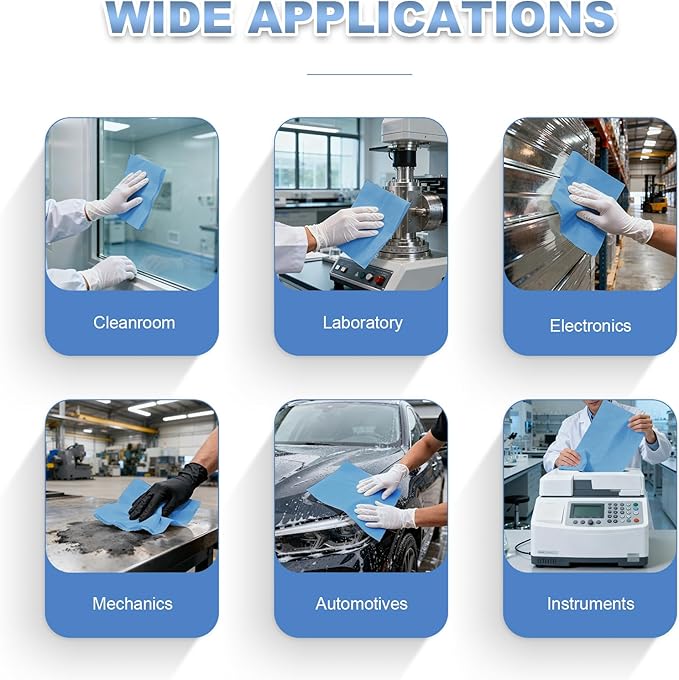 Jumbo Roll Industrial Cleaning Wipes, Super Absorbent Heavy Duty Cloths, Blue (1 Roll of 500 Sheets, 12"x 8" Each Sheet)