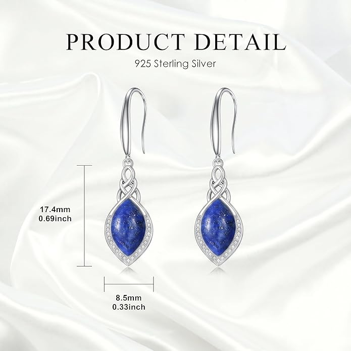 PELOVNY Celtic Knot Filigree Earrings for Women 925 Sterling Silver Moss Agate/Birthstone Infinity Earrings Birthday Christmas Jewelry Gifts for Mom Daughter Wife Sister