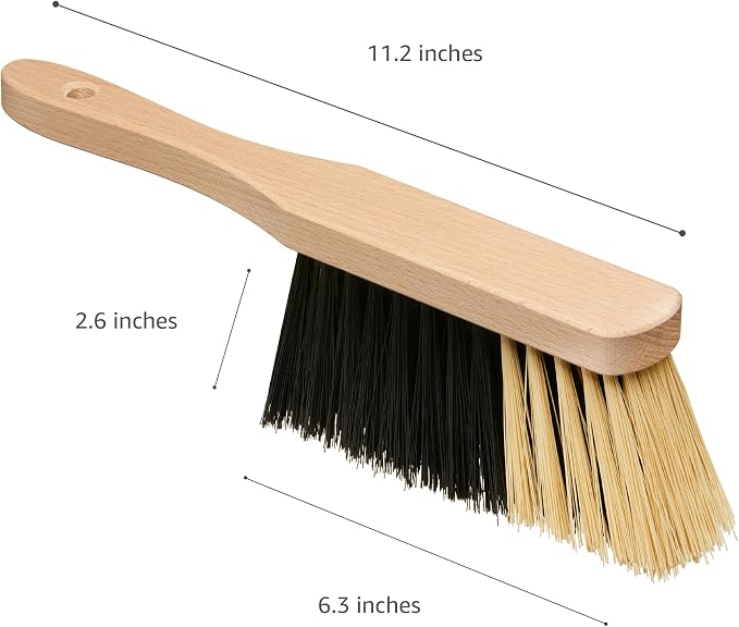 Set of 14.2" & 11.2" Medium-Soft + 14.2" & 11.2" Soft Bristles Hand Brooms, Wooden Handles - Ideal for Professional and Domestic Use, Dusting, Sweeping, and Shop Cleaning