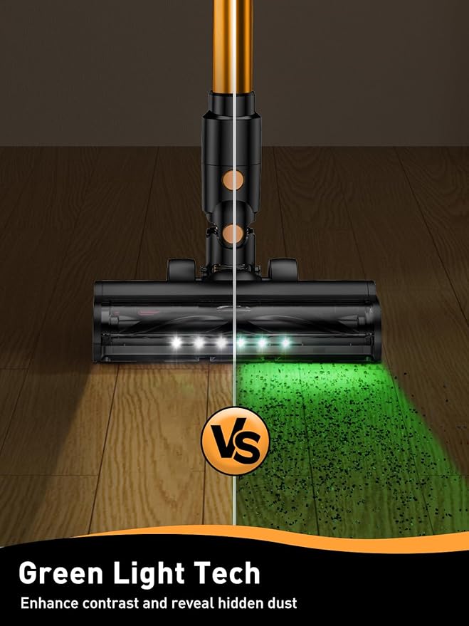 Cordless Vacuum Cleaner, 40Kpa 8 in 1 Powerful Suction Lightweight Stick Vacuum Cleaner for Home, LED Display, 3 Suction Modes, 45Mins Detachable Battery Vacuum for Hard Floor Carpet Pet Hairs