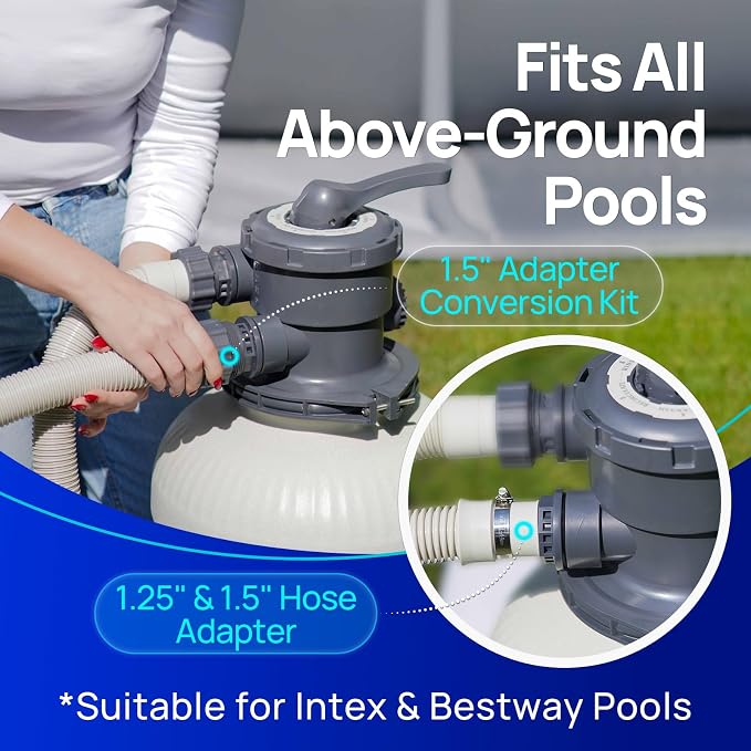 AQUASTRONG 14in Sand Filter Pump for Above Ground Pool, 2/3 HP Pool Pumps Above Ground 3000 GPH for Pools up to 13000 GAL, Sand Pool Filter with 6-Way Valve, Improved Circulation and Filtration