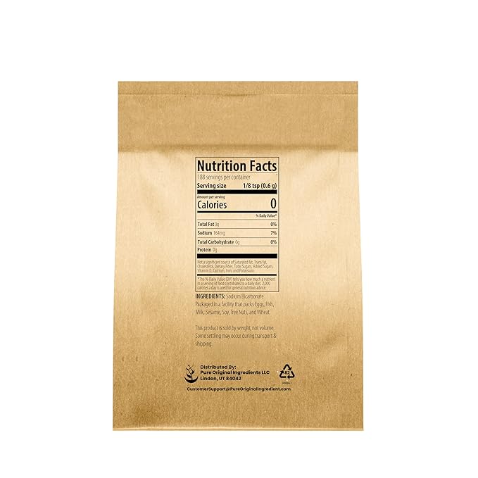 Pure Original Ingredients Sodium Bicarbonate (Baking Soda) (4 oz) Always Pure, No Fillers Or Additives, Eco-Friendly Packaging