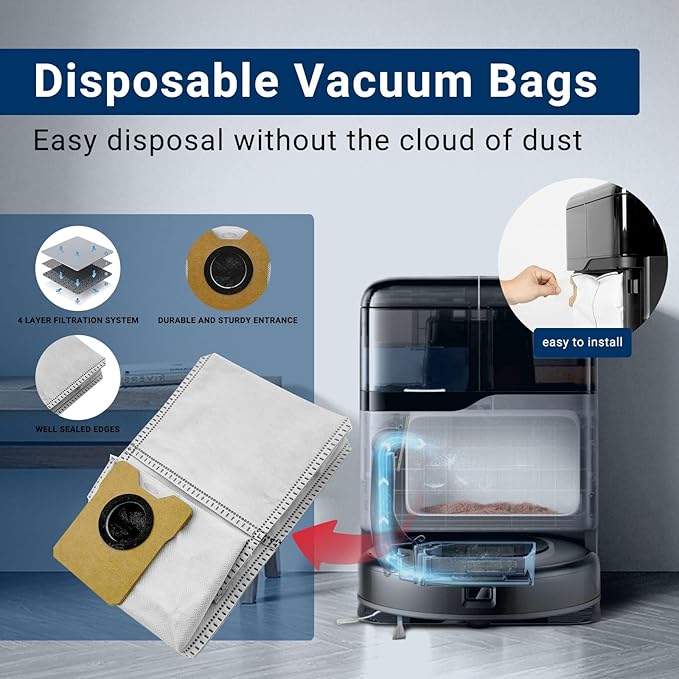 26-Pack Big Accessories Kit For Eufy Omni C20, Replacement Parts include 2 Main Brush, 6 Side Brushes, 6 Dust Bags, 6 Mop Pads, 6 Washable Filters