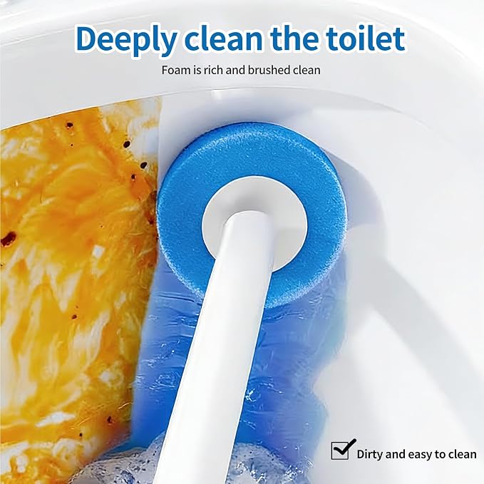 SOPAMI Disposable Toilet Brush and Holder Set with 16 Refills for Bathroom | Disposable Toilet Cleaning System,Toilet Wand Kit,Wall-Mounted or Floor-Standing Holder Toilet Cleaning Stick Touch Free