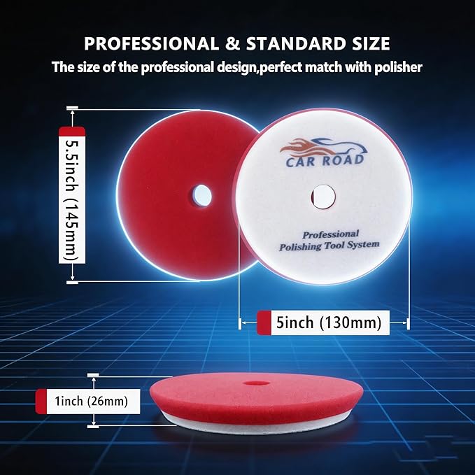 Buffing Polishing Pad, 5Pc 5Inch 130mm Orbital Buffer Polisher Pad Wool Microfiber Buffing Pad car detailing kit, Foam applicator Pad for Compounding, Polishing and Waxing for5''Backing Plate polisher