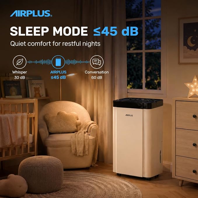 AIRPLUS 5000 Sq. Ft Dehumidifier for Home and Basement, 80 Pint Portable Dehumidifiers with Drain Hose for Large Room, Quiet Sleep Mode Dehumidifier for Bedroom, RV De humidifier for Inside Camper