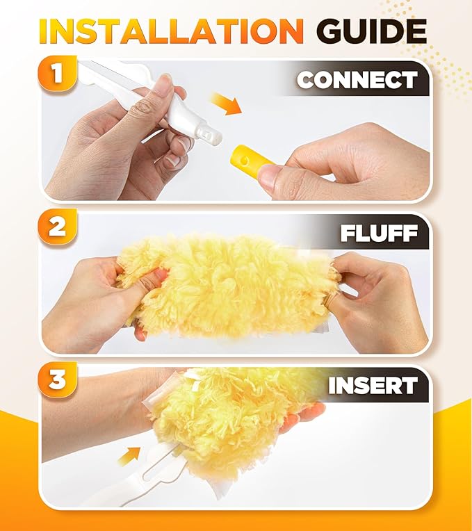30 Count Heavy Duty Duster Refills for Swiffer, Multisurface 360° Duster Refills Only, Unscented Disposable Dusters for Cleaning with 4X Microfibers, Compatible with Swiffer Dusters (Orange)
