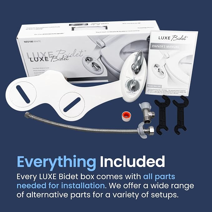 LUXE Bidet NEO 180 - Value 2-Pack Bidet Attachments, Self-Cleaning, Non-Electric (White & Blue)