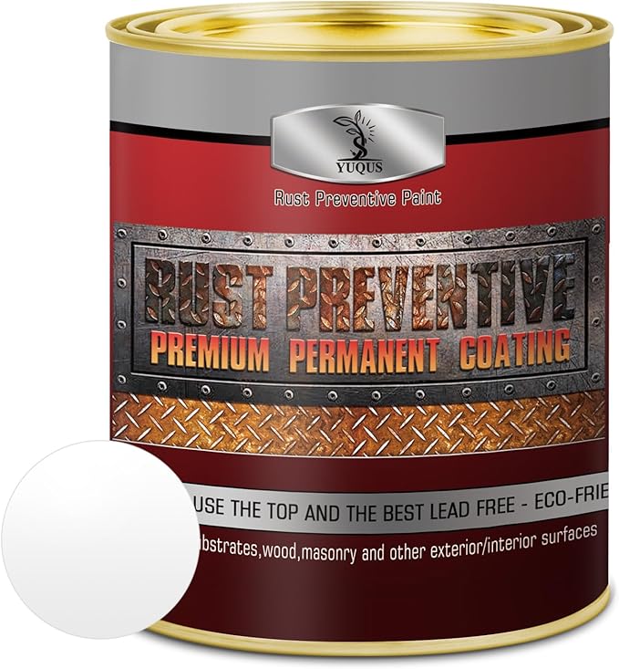 Metal Anti-Rust Paint White, High Gloss 16 Floz, Metal Primer and Protective Coating, Protects All Metals in Marine and Undercoating in Automotive & Snow-Handling Vehicles