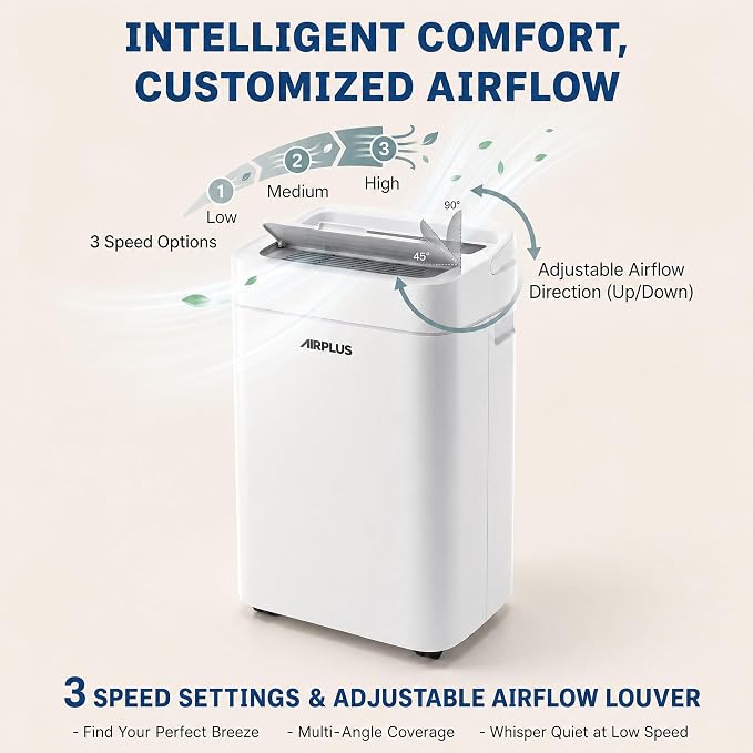 AIRPLUS 4500 Sq. Ft Dehumidifier for Basement, 70 Pints Dehumidifiers for Home with Drain Hose, Continuous Drainage, Intelligent Humidistat, Multifunctional Dehumidifier for bathroom, bedroom