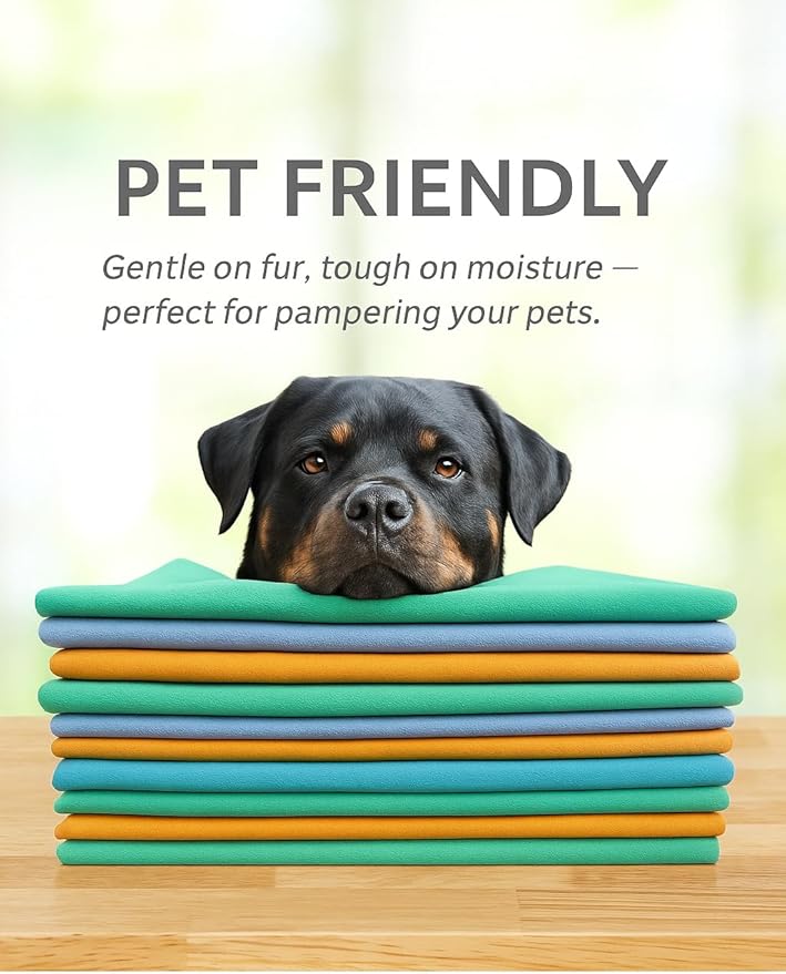 10 Pack Extra Large Original German Shammy Cloths – Super Absorbent Chamois Towels Ideal for pet Care, Parenting, and All-Around Home and Commercial Cleaning, These Ultra-Absorbent Microfiber Cloths
