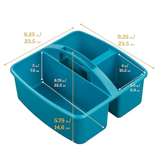 ECR4Kids 3-Compartment Small Plastic Caddy, Multipurpose Organization, Contemporary, 6-Pack