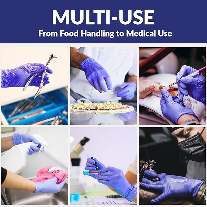 Klex Nitrile Exam Gloves - Medical Grade, Powder Free, Rubber Latex Free, Food Safe, Lavender