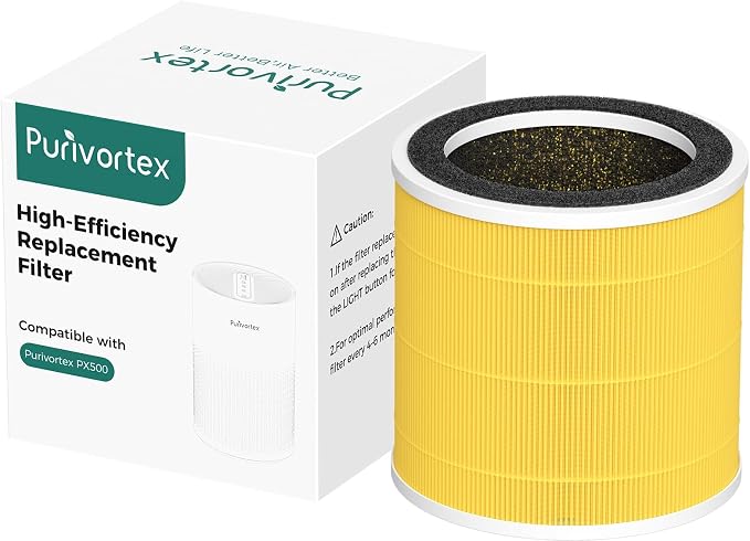 Purivortex PX500 Air Purifier with Fragrance Sponge (Black) + Pet Care HEPA Filter Bundle