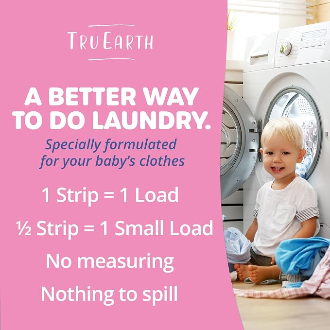 Tru Earth Hypoallergenic Baby Laundry Detergent Sheets/Strips for Sensitive Skin, 384 Count, Up to 768 Loads: Fragrance Free Baby Detergent Laundry Newborn, Children