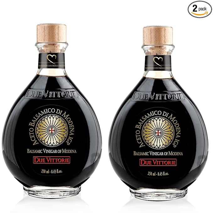 Due Vittorie Oro Gold, Barrel Aged Balsamic Vinegar of Modena IGP with Built in Pourer, All-Natural, Extra Dense Premium Vinegar Aceto Balsamico di Modena IGP Italy - 8.45fl oz / 250ml - Pack of 2