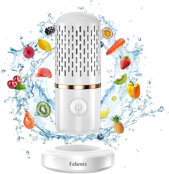 Fruit and Vegetable Cleaning Machine, USB Wireless Food Purifier, Cleaner Device for Washing Fruits, Rice, Meat and Tableware (White)