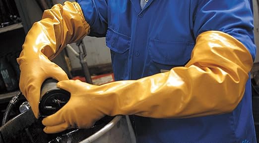 SHOWA Atlas 772 Double Nitrile Coated Full-Arm Chemical Resistant Safety Glove with Cotton/Poly Liner, 20 Mil Thick, 26" Length, Small (12 Pair)