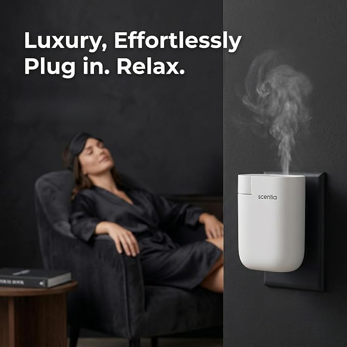 Scentia Waterless Plug-in Scent Diffuser with App Control, Cold-Air Fragrance Diffuser, 600 Sq Ft Coverage, Hotel-Inspired Essential Oil Included, Housewarming Gift – Scentia, White