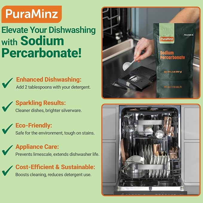Sodium Percarbonate (10 LBS) – High‑Purity, Unscented, Chlorine-Free Laundry Booster, Eco-Friendly Stain & Odor Remover, Multipurpose Cleaner – Oxygen Bleach Powder