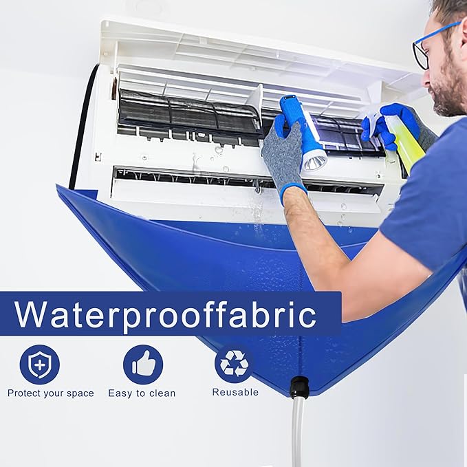 10 Pcs Mini Split Air Conditioner Cleaning Kit, Waterproof Air Conditioner Cleaning Bag with Drain Pipe and Support Plate, Wall-Mounted Dust Removal Home Air Conditioner Unit Mini Split Cleaning Bag